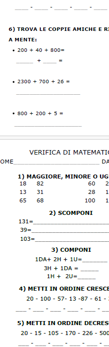 Verifiche di Matematica Inclusive (Fino al 9000): Composizione, Calcolo e Problemi | Materiale Inclusivo