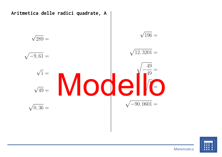 Radice quadrata | matematica | pacchetto promozionale