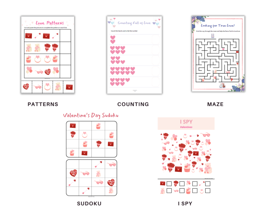 Valentine’s Day for Preschoolers - San Valentino per il bambino dell'asilo - scheda di lavoro per bambini della scuola materna per sviluppare le competenze lessicali e il pensiero logico. Attività legate a San Valentino, vocabolario, sudoku, il gioco I S
