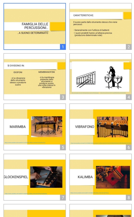 Presentazione degli strumenti a percussione