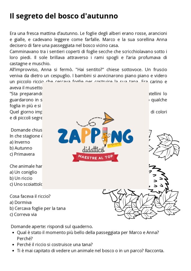 Autunno: lavoro completo interdisciplinare