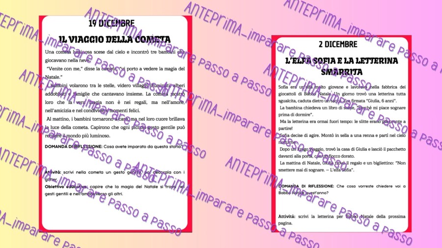 Calendario dell'avvento delle storie con attività