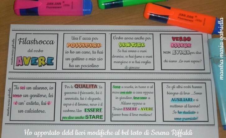ESSERE e AVERE in filastrocca