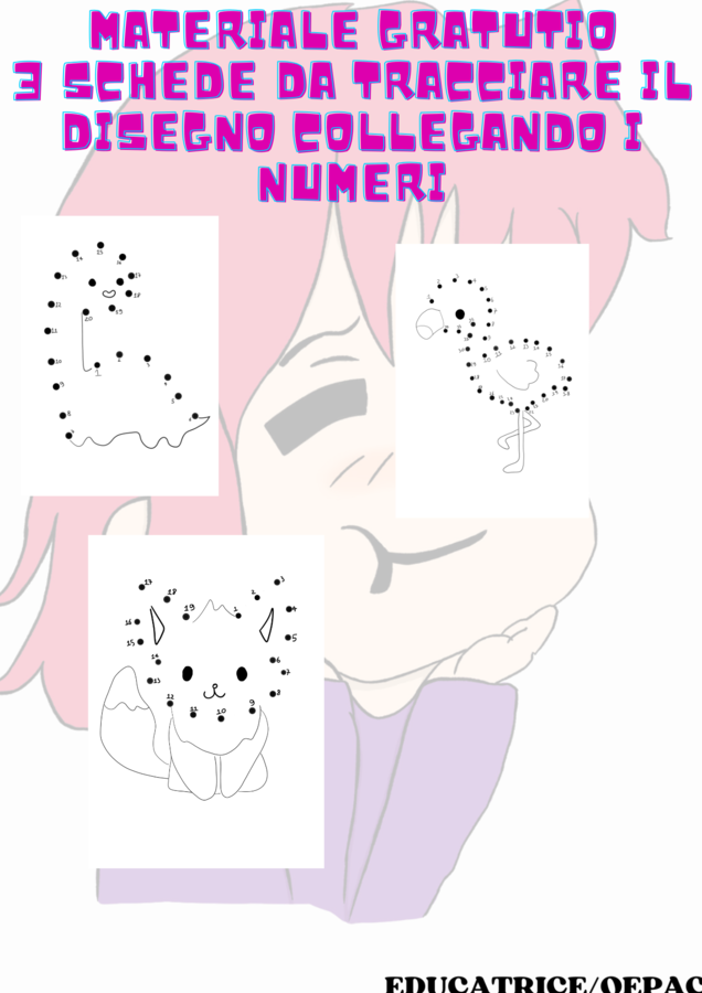 materiale gratuito 3 schede da tracciare il disegno collegando i numeri