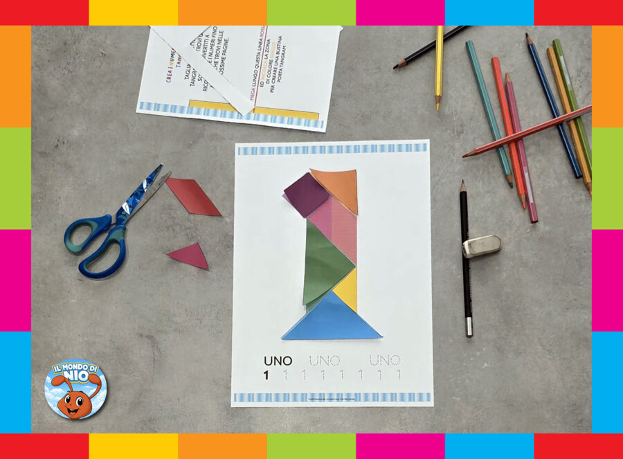 ​Il Mio Primo Quaderno di Matematica: Stampatello Maiuscolo, Rime, Amici del 10, Tangram dei Numeri e Laboratorio Giochi. PDF 5-7 anni.