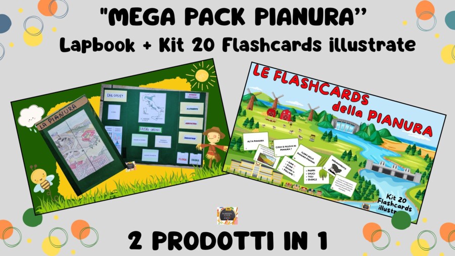 MEGA PACK PIANURA: Lapbook Interattivo + Kit 20 Flashcards Illustrate