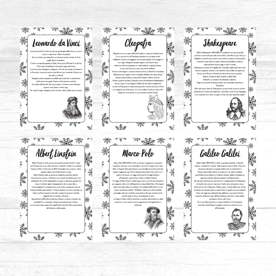 Calendario dell'avvento da stampare - "Personaggi famosi"