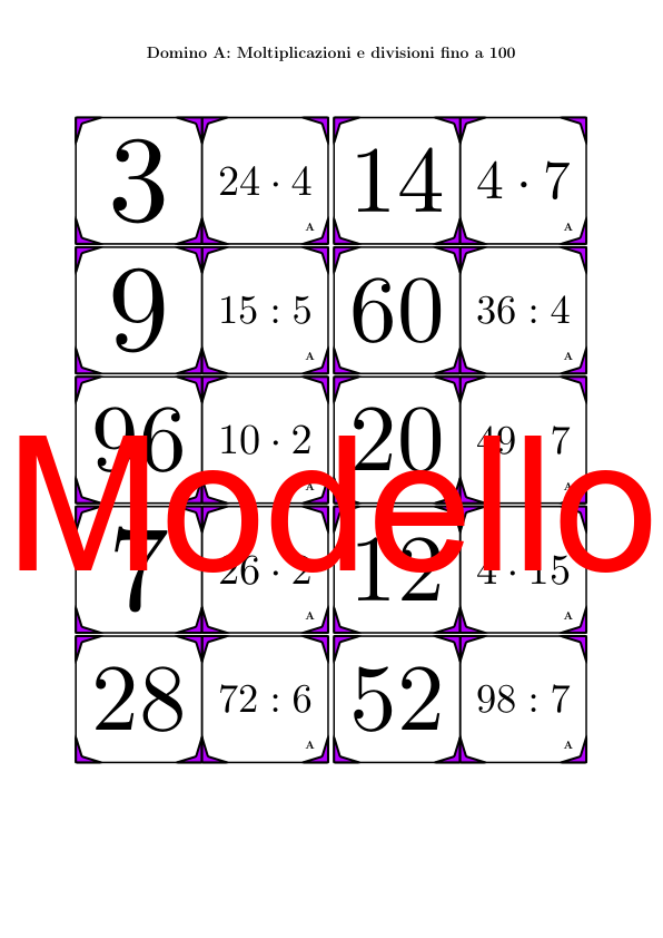 Domino | Moltiplicazioni e divisioni fino a 100 | Attività Matematica