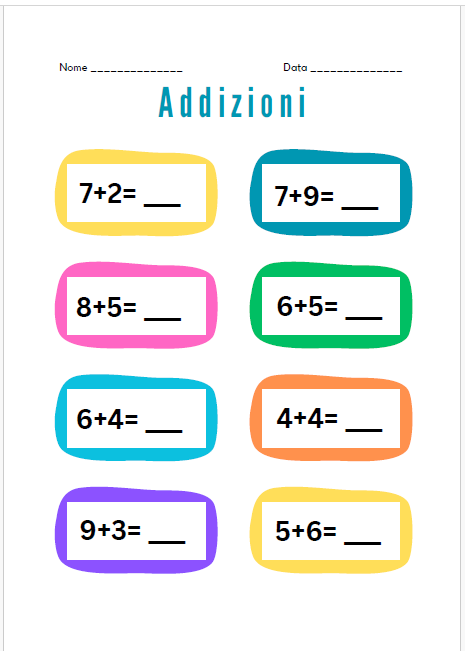 Matematica- Addizioni e sottrazioni