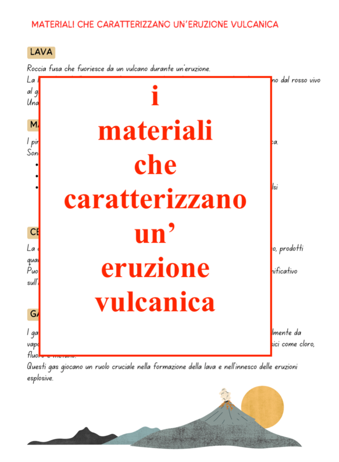 Alla scoperta dei giganti di fuoco: i vulcani; materiale completo per le classe 3/5