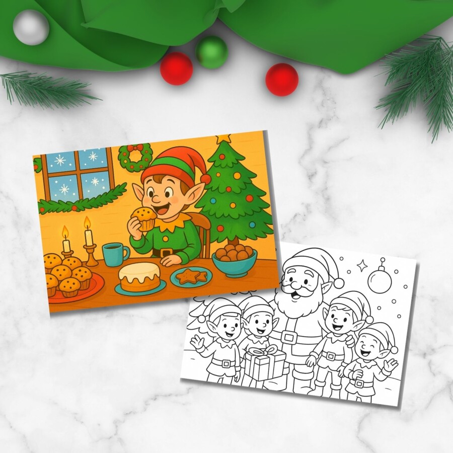 Leggi e colora con l'elfo di Babbo Natale