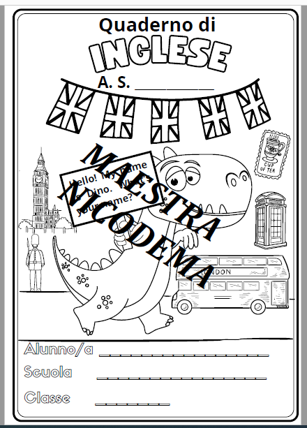 Copertina del quaderno di Inglese per la classe terza scuola primaria.