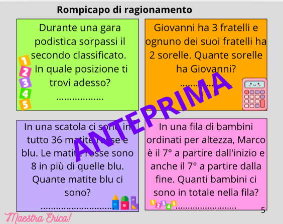 SOS Tempi Morti! 40 Carte-Sfida di Logica e Matematica (Classe 4ª e 5ª Primaria)