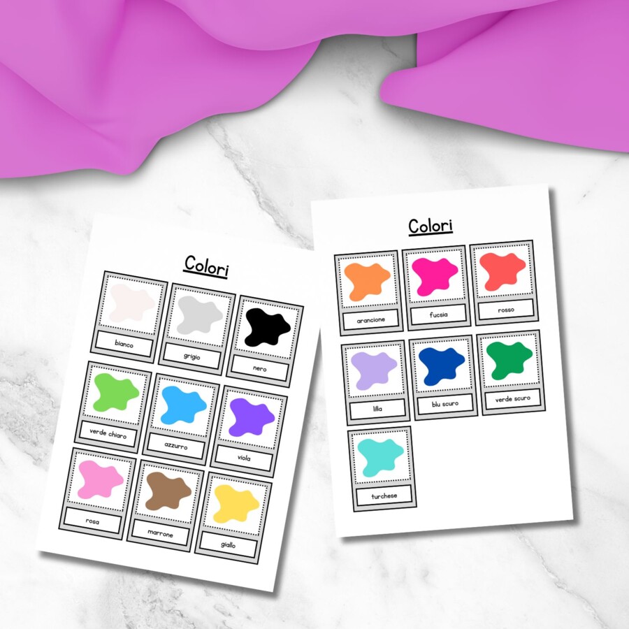 Flashcards colori in italiano