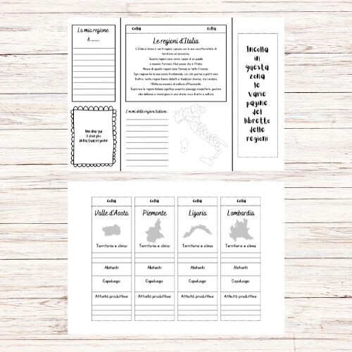 Lapbook regioni italiane da stampare