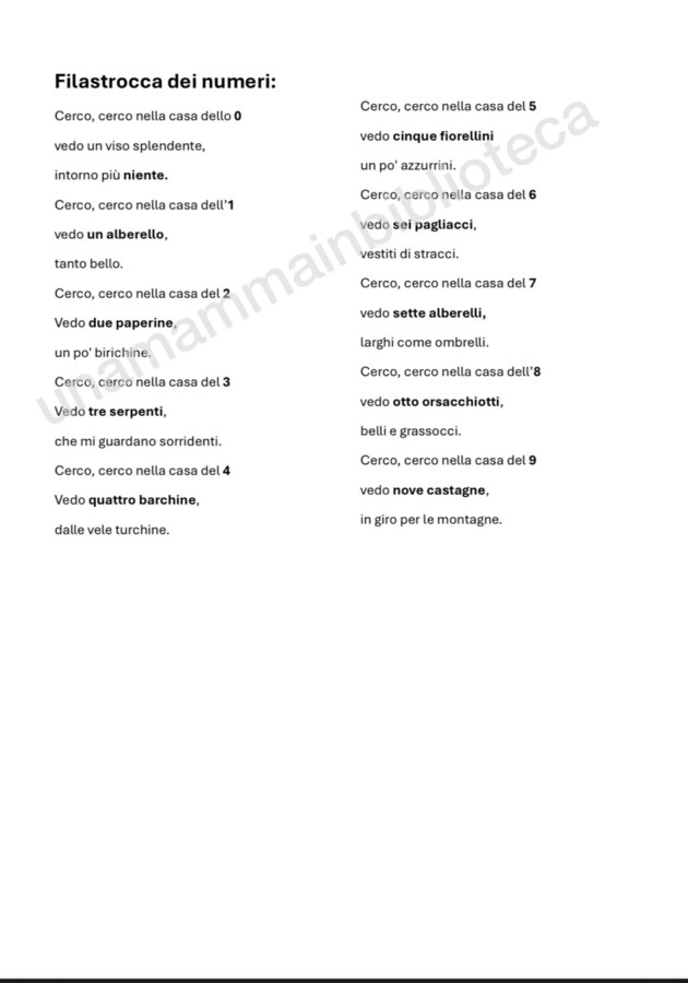 I numeri nelle filastrocche , con memory per giocare!