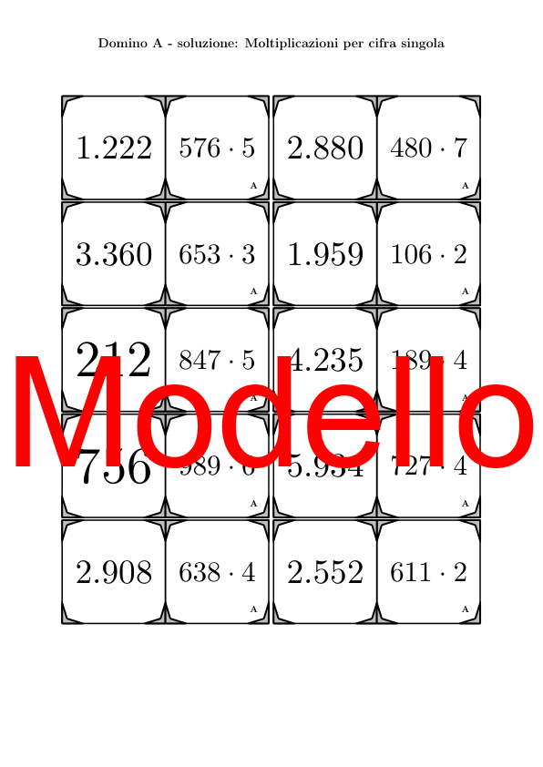 Domino - Moltiplicazioni per cifra singola | Attività Matematica