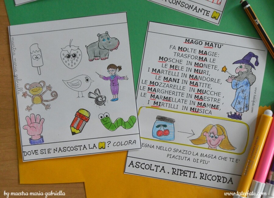 Libricino flipbook della consonante M