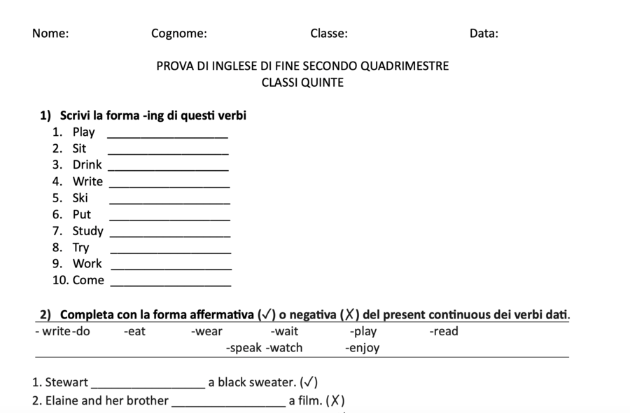 Verifica inglese