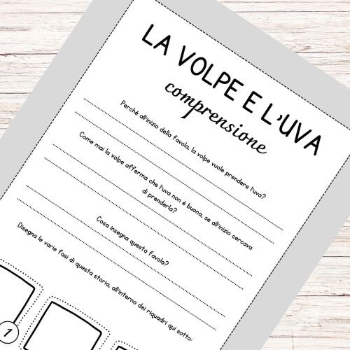 Schede didattiche La volpe e l'uva - Esopo