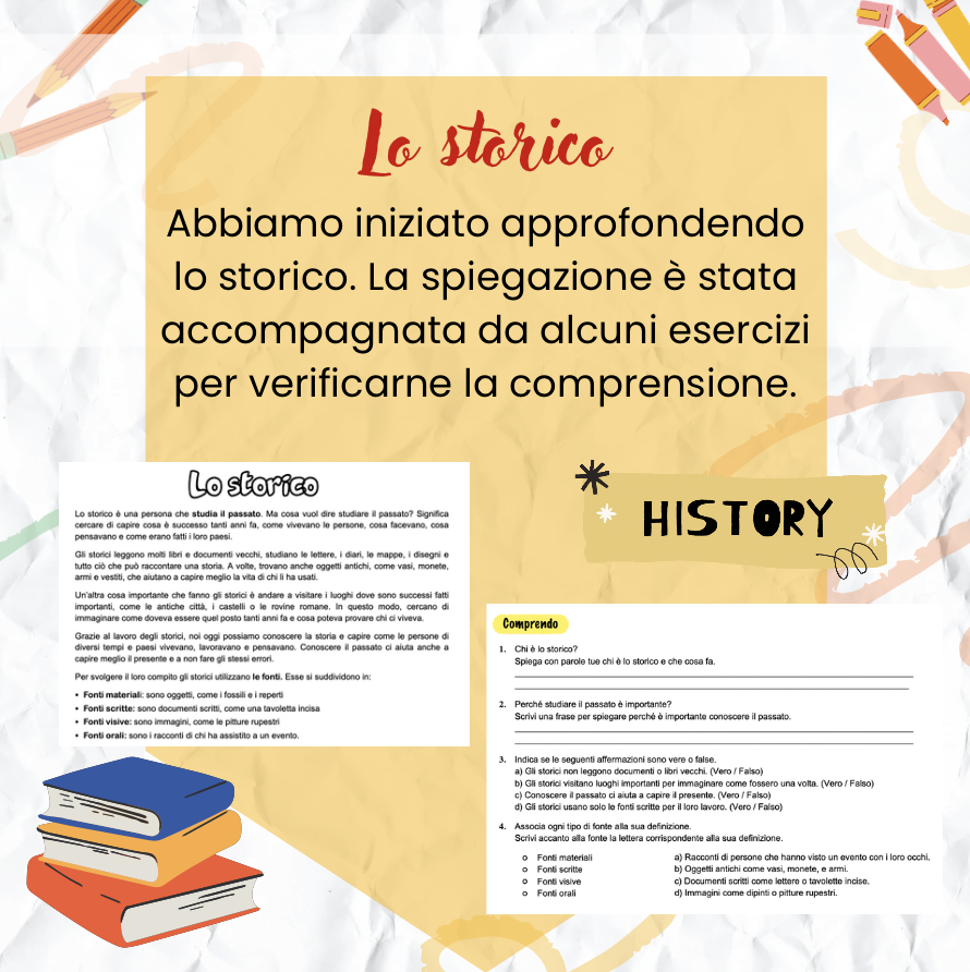 Lo storico - approfondimento, lapbook e verifica