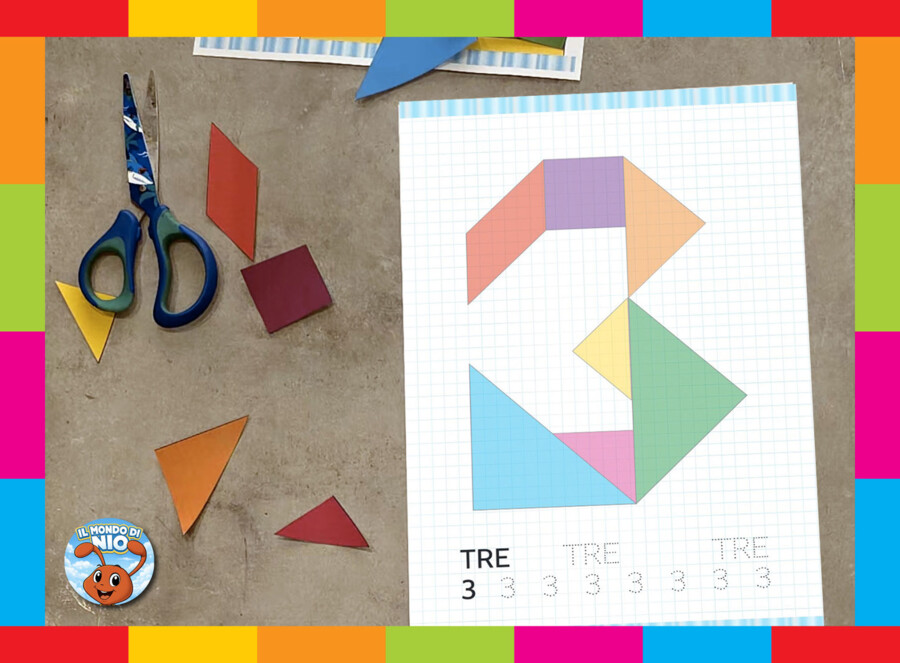 ​Il Mio Primo Quaderno di Matematica: Stampatello Maiuscolo, Rime, Amici del 10, Tangram dei Numeri e Laboratorio Giochi. PDF 5-7 anni.