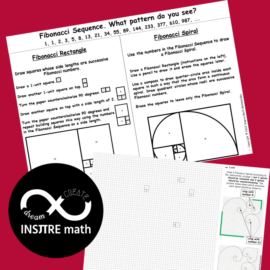 Fibonacci Day Math & Art Project Fibonacci Hearts Spiral Rectangle Golden Ratio