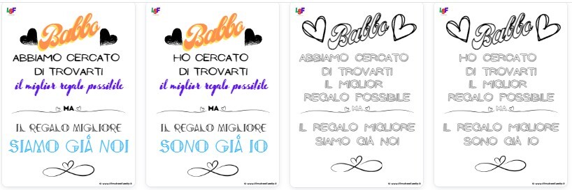 Biglietto per papà/babbo _ 4 versioni