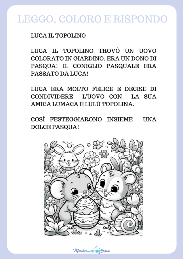 I miei primi compiti di PASQUA