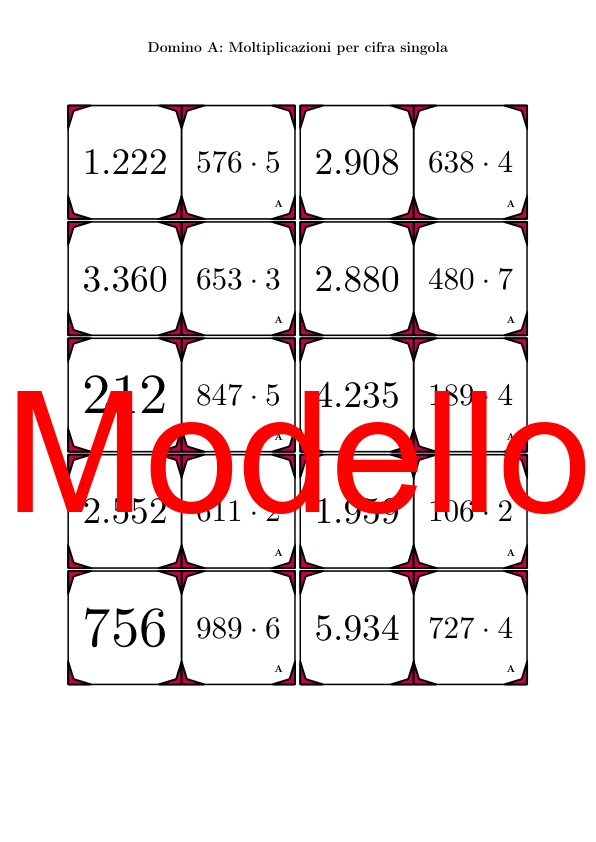 Domino - Moltiplicazioni per cifra singola | Attività Matematica