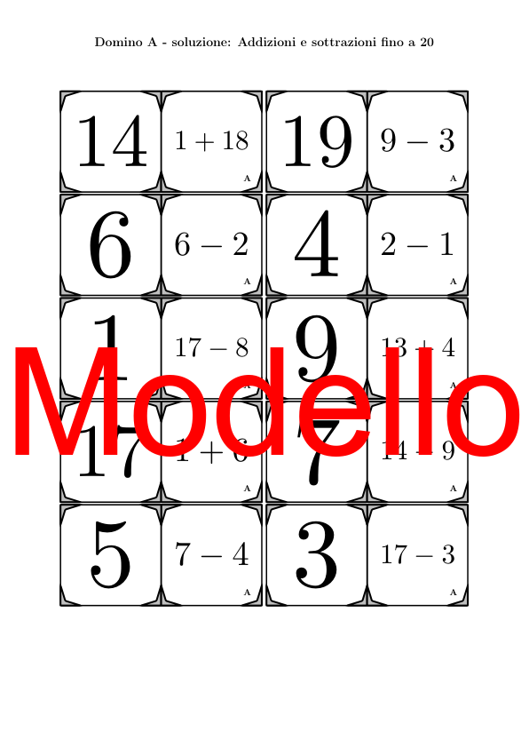 Domino | Addizioni e sottrazioni fino a 20 | Attività Matematica