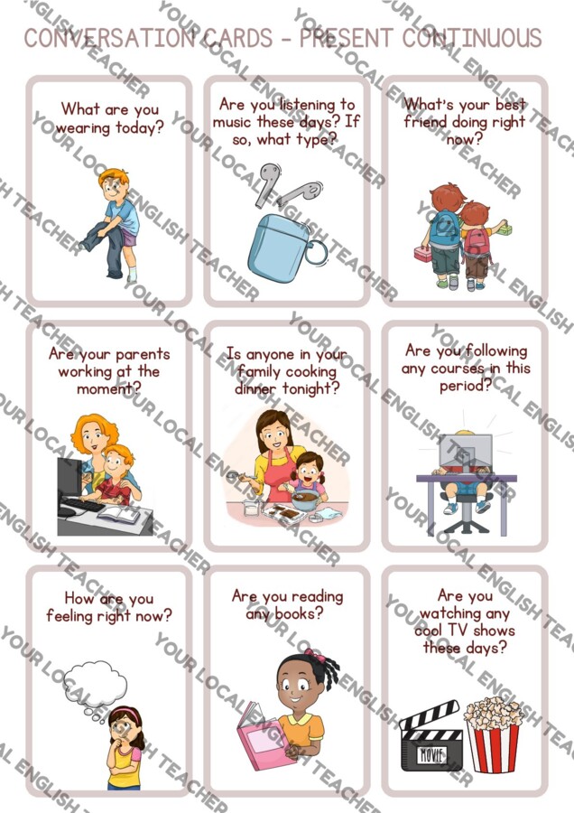 CONVERSATION CARDS - PRESENT CONTINUOUS