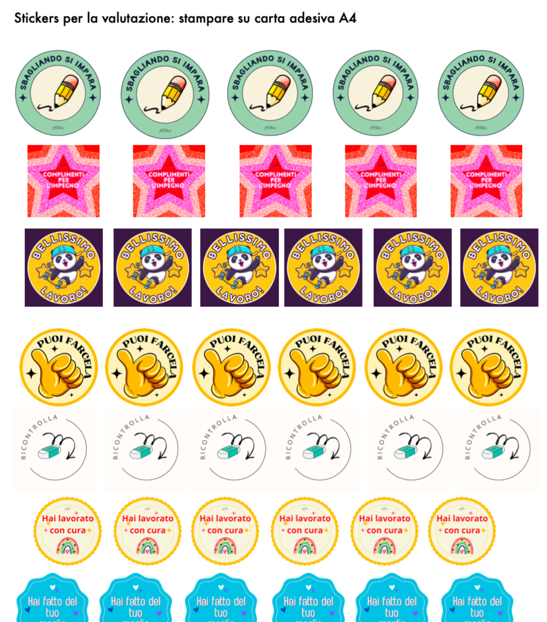 Stickers per la valutazione
