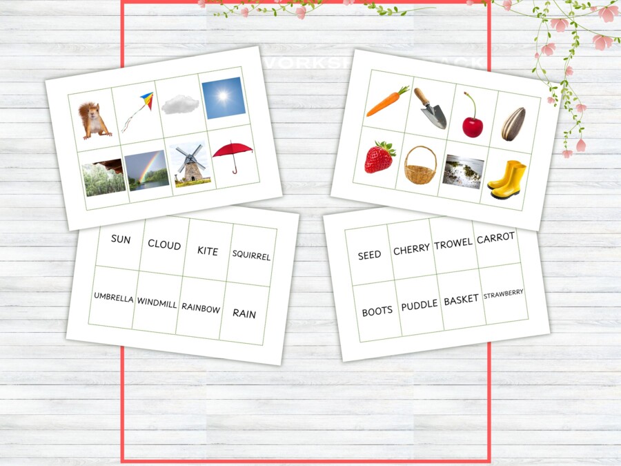 Flashcards Primavera in Inglese – Carte Immagine-Parola, Gioco di Abbinamento e Vocabolario, Infanzia e Scuola Primaria - Montessori - Impara l'inglese giocando - Bellissime carte primaverili per imparare o ripassare parole in inglese
