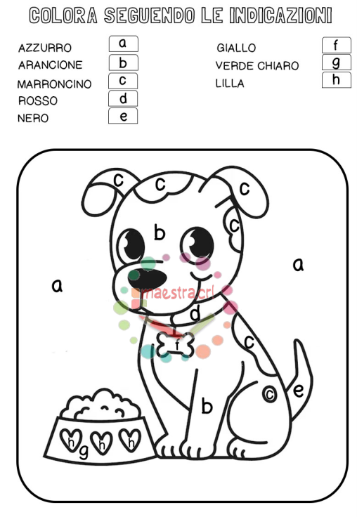 Carattere stampato minuscolo - Colora il cagnolino