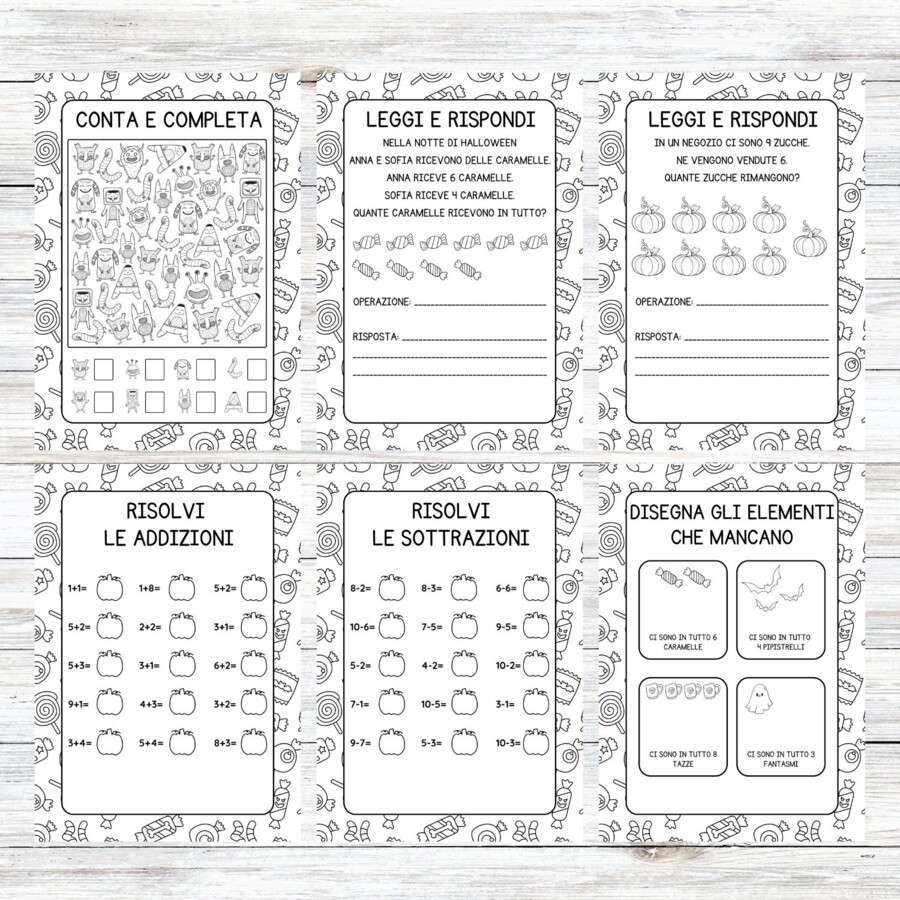 Schede didattiche matematica Halloween classe prima