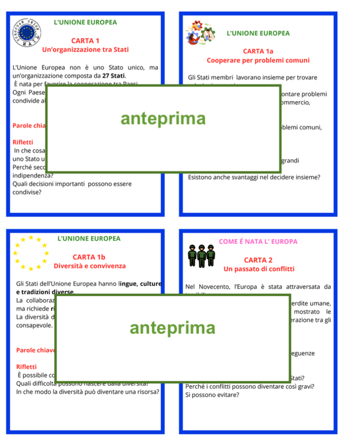 Europa e Unione Europea scuola primaria – 35 carte didattiche con attività