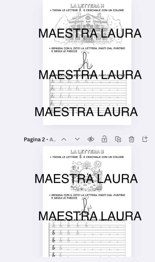 Le lettere del prato e prato-cielo in corsivo