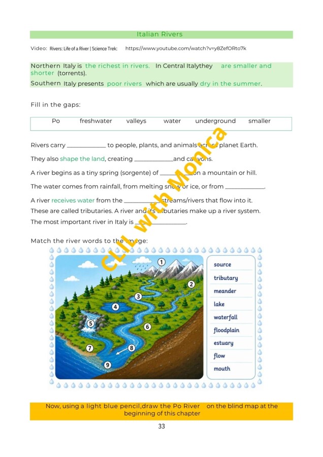 CLIL Geography Year 4: Italian WATER landscapes - CLIL Geografia classe 4^: I paesaggi italiani d' ACQUA