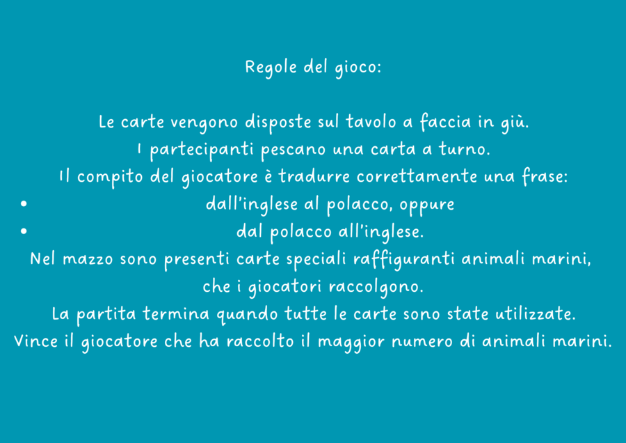 Present Simple / Gioco linguistico di traduzione – Animali marini (Inglese–Italiano)