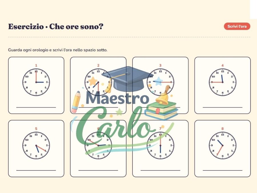 Impara l’Orologio con Tic-Tac! – Libro Didattico Stampabile con Spiegazioni, Esercizi e Soluzioni per la Scuola Primaria
