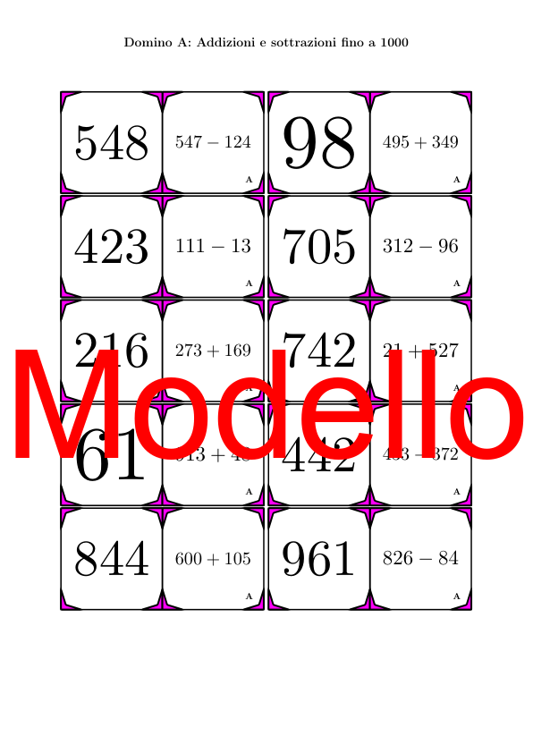Domino | Addizioni e sottrazioni fino a 1000 | Attività Matematica