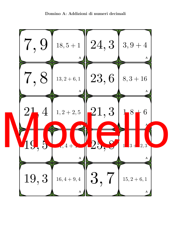 Domino - Addizioni di numeri decimali | Attività Matematica