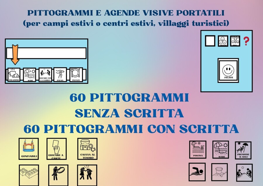 Agende visivi portatili e 120 pittogrammi per i campi estivi