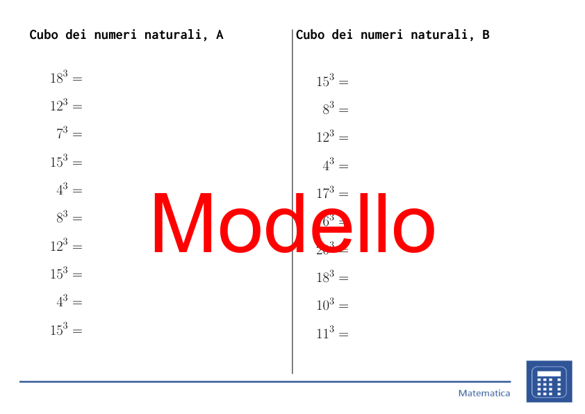 Cubo dei numeri naturali | matematica | 26 colonne