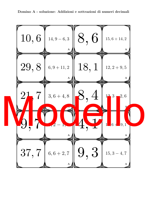 Domino - Addizioni e sottrazioni di numeri decimali | Attività Matematica