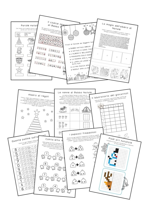 Fascicolo delle attività natalizie di italiano e matematica - classe prima