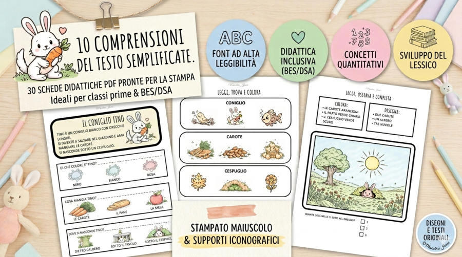 COMPRENSIONI DEL TESTO SEMPLIFICATE - materiale inclusivo - lettura facilitata per BES/DSA
