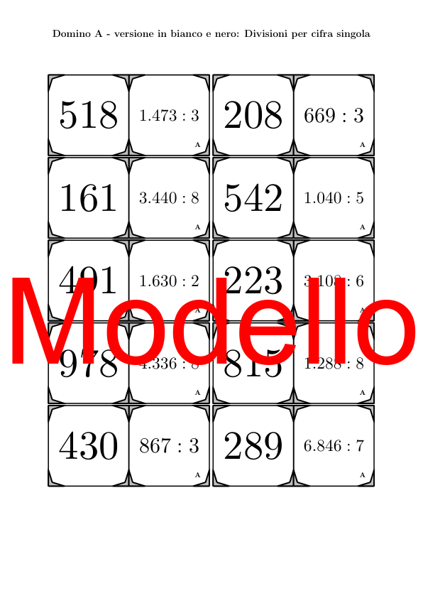 Domino - Divisioni per cifra singola | Attività Matematica