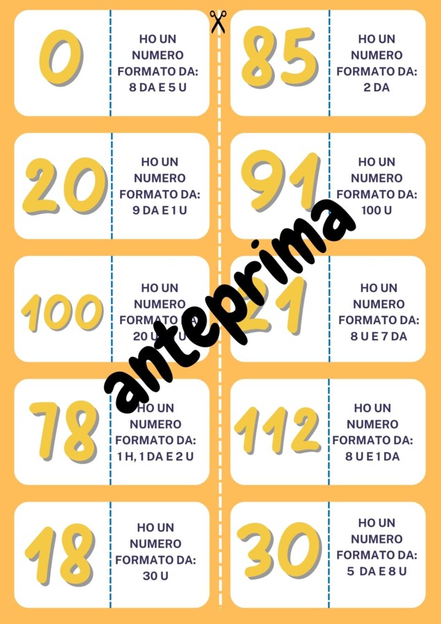 Il domino della composizione e scomposizione dei numeri classe 2^